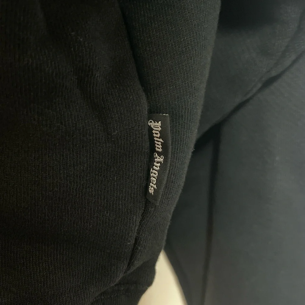 Palm Angels Black Hoodie with White Drawstrings - Picture 7 of 8